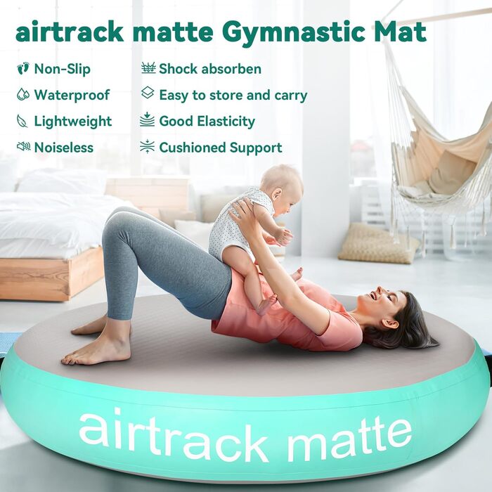 Надувний гімнастичний мат Airtrack Airspot, висота 20 см, діаметр 100/140 см, тумблінг барель для тренувань