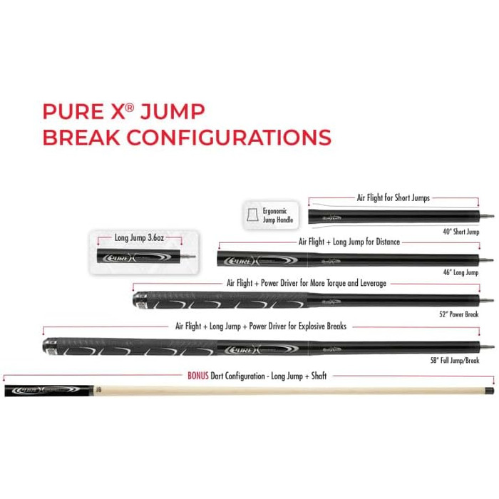 Унцій, 1 Black Quadruple Threat 4 Break Technology Jump Pool Cue 20.5