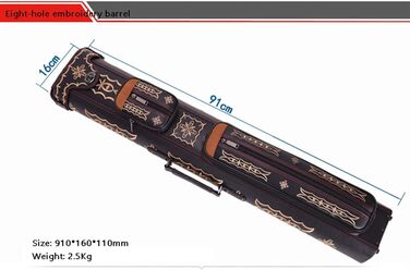 Жорсткий чохол YXYOL для більярдного кия, овальний, сумка для перенесення, сумка для більярдного кия, сумка для перенесення більярдних палиць, ствол на 6/8 отворів з дев'ятьма кулями, ударостійкий і водонепроникний, 910 * 160 * 110 мм