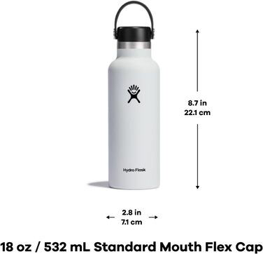 Термобутилка HYDRO FLASK 532 мл з нержавіючої сталі, вакуумна, спортивна, із широкою горловиною, кришкою Flex Cap та ремінцем, Laguna, підходить для посудомийки