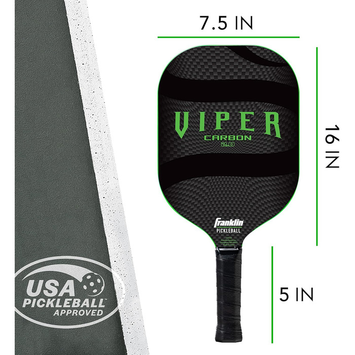 Ракетка для піклболу Franklin Sports Viper Pickleball з вуглецевого волокна