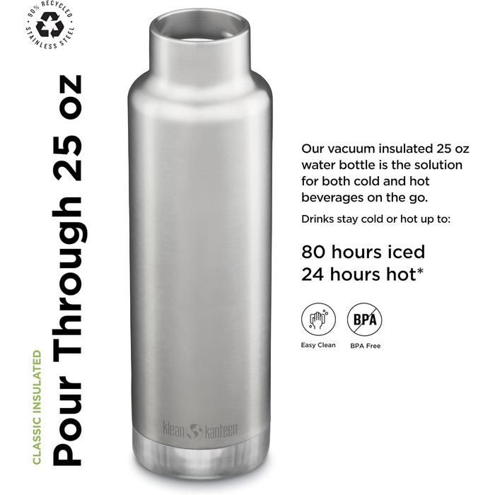 Пляшка для води Klean Kanteen Men's Classic Vi (739 мл, матова нержавійка)