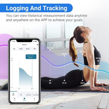 Розумні ваги Living Enrichment для вимірювання жиру, ІМТ та ваги тіла, Bluetooth, до 181,4 кг, чорні, з мобільним додатком