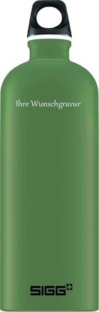 Алюмінієва пляшка для води SIGG 'Traveller 1 л, з бажаним гравіюванням Leaf Green, з іменним гравіюванням