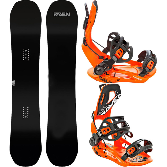 Комплект сноуборду RAVEN чорний 157 см Lemon Binding M, FT360 Orange