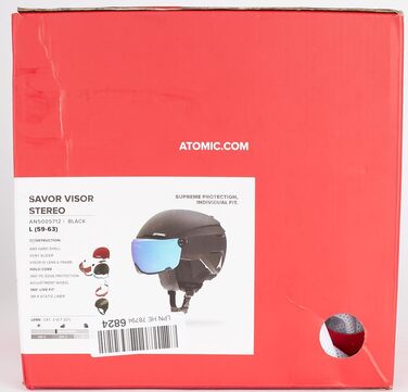 Стерео лижний шолом ATOMIC Savor Visor з козирком - Максимальна амортизація - Активна система вентиляції Aircon - Високоякісна кришка дзеркала для Clear Vision 59-63 Black