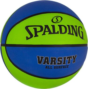 Відкритий баскетбольний м'яч Spalding Varsity Intermediate Розмір 6, 28.5 (офіційний розмір 7, 29.5', синій / зелений)