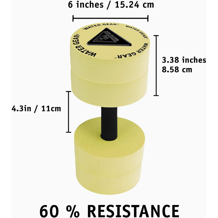 Водяні гантелі Water Gear для аквафітнесу, жовті, щадне тренування