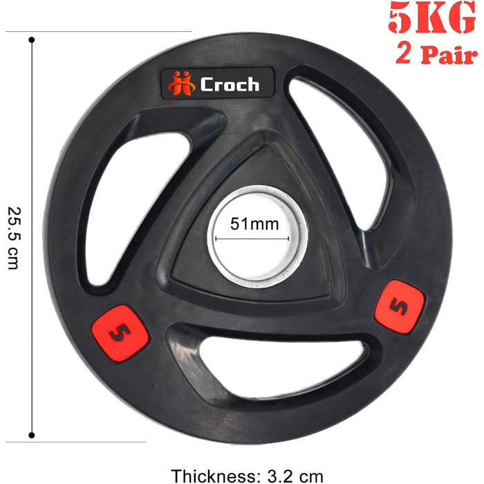Вагові пластини Croch 2,5-20кг, 51мм, студійні (5кг х 4)