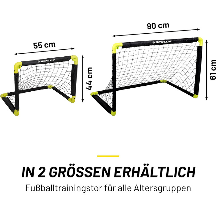 Футбольні ворота Dunlop - Футбольні ворота - Складні футбольні ворота - Футбольні ворота для дітей у саду - Футбольні тренувальні аксесуари для приміщень та вулиці - чорний/жовтий (ука, 50x44x44 см)