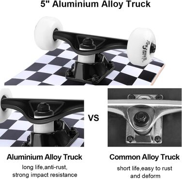 Скейтборди WhiteFang для початківців, повний скейтборд 31 x 7.88, 7 шарів Canadian Maple Double Kick Concave Standard і скейтборди Tricks для дітей та початківців (перевірити)
