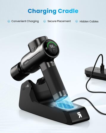 RENPHO Масажний пістолет з нагріванням і охолодженням, Bluetooth, зарядна станція, портативний глибокотканинний масажер для м'язів, Active+ Thermacool Deluxe