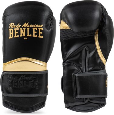 Боксерські рукавички BENLEE GLANCE 12 унцій, штучна шкіра, чорні/золоті