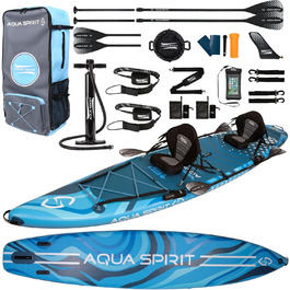 Надувна дошка для падде Aqua Spirit SUP 2024 320x815см/457x915см Комплектація з веслом, рюкзаком, насосом та іншими аксесуарами Дорослі початківці/експерти Гарантія 2 роки (Barracuda 15')