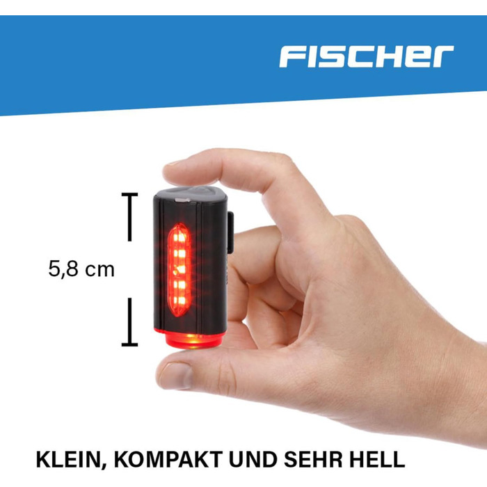 Велосипедний LED набір освітлення FISCHER Twin з 360° підсвіткою для безпеки, передня фара 60 Люкс