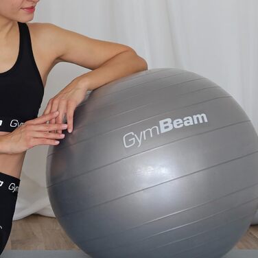 М'яч для вправ GymBeam 85 см з насосом (сірий) для стабільності та спини