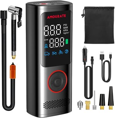 Портативний компресор YOUNICE 160PSI 120W з акумулятором 7800мАг, електрична міні насос для шин з LCD-дисплеєм і LED, для авто, мото, велосипеда, м'ячів