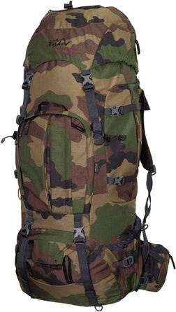Туристичний рюкзак Tashev Outdoors 100+20 л, камуфляж, для жінок і чоловіків, фронтальний і верхній завантаження, з дощовиком, вироблено в ЄС