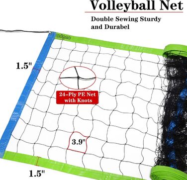 Волейбольна сітка Zdgao, 90x91 см, міцна для внутрішнього/зовнішнього використання