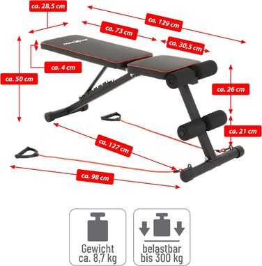 Лава для фітнесу Weight Bench Складна багатофункціональна тренувальна лава для живота Похила лава з регульованою спинкою в 7 напрямках, з навантаженням на еспандер 300 кг, сидячи