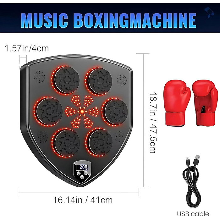 Електронний боксерський автомат, Bluetooth Music Електронний боксер, Електронний боксерський автомат, Боксерський тренажер з музикою для домашніх вправ Декомпресійний бокс, Боксерське тренувальне обладнання