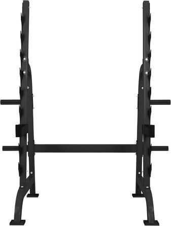 Стійка для присідань GORILLA SPORTS зі стійкою для млинців, 9 полиць для штанги, 162,5x115x186 см, макс. 300 кг, сталь, універсальна стійка для штанги, безпечна підставка