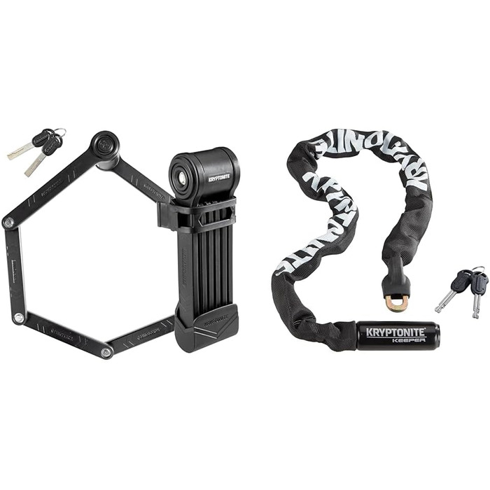 Велозамок Kryptonite Keeper 510 та Keeper 785, ланцюговий та тросовий, чорний, 3мм/100см, інтегрований замок