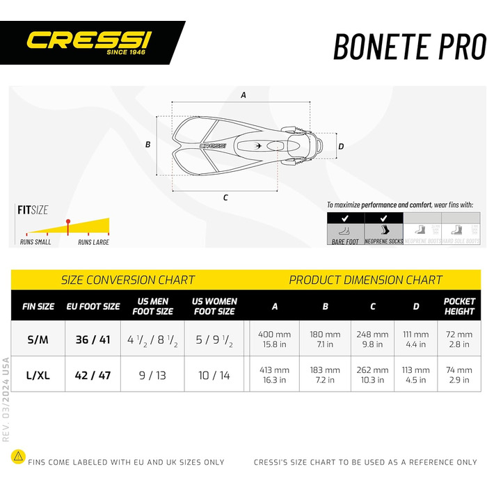 Плавці Cressi Bonete чорний/помаранчевий L/XL ЄС 42/47