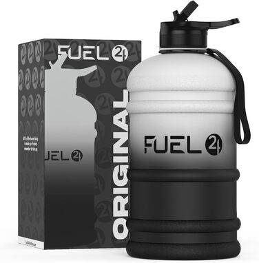 Пляшка Fuel24 - Спорт 2,2л, без БФА (солом'яна кришка, чорна) - 75 символів