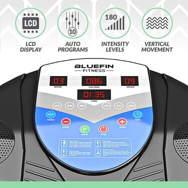 Вібраційна платформа Bluefin Fitness Pro з тихими двигунами та вбудованими динаміками для схуднення й нарощування м'язів вдома