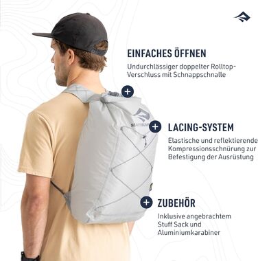 Sea to Summit Ultra-Sil Dry — водонепроникний ультралегкий рюкзак із Cordura 30D, компактний, з рулонною застібкою та світловідбивним шнуром