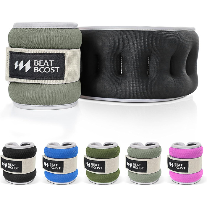 Універсальні ваги на зап'ястя і щиколотки BeatBoost 1,8 кг для жінок і чоловіків, регульовані ремені, для ходьби, пілатесу, тренувань, фітнесу, аеробіки, сірі