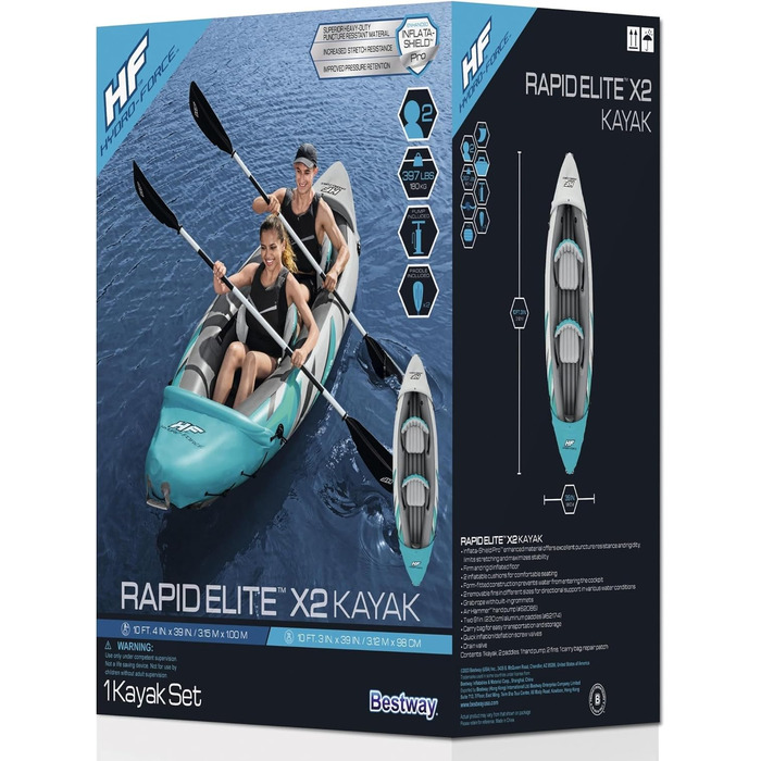 Байдарки Bestway Hydro Force Rapid Elite X2 на 2 особи з аксесуарами