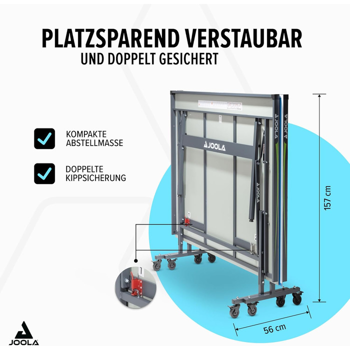 Стіл для тенісу JOOLA - алюмінієвий композит 6 мм, погодостійкий, складаний