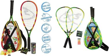 Набір Speedminton S600, зелений/жовтий/рожевий, One size & Junior Set оригінальний дитячий набір для швидкісного бадмінтону/кросмінтону з 2 веселими спідерами, сумка