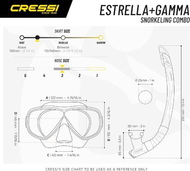 Маска для підводного плавання Estrella або маска Estrella Stubel Gamma, One Size, унісекс для дорослих (набір трубок, чорний/чорний)