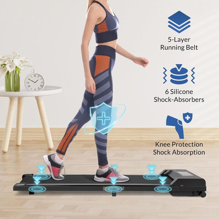 Бігова доріжка Todeco 2-в-1 для дому та офісу, Walking Pad, швидкість 1-8 км/год, з пультом ДК та LCD-дисплеєм, тиха, до 90 кг