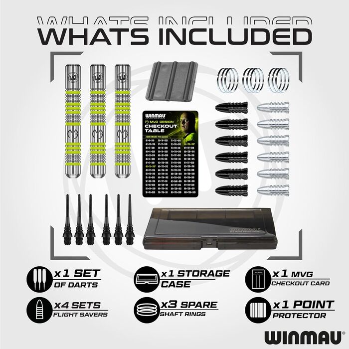 Набір дартсу Winmau MvG - Подарунковий комплект з 50 предметів