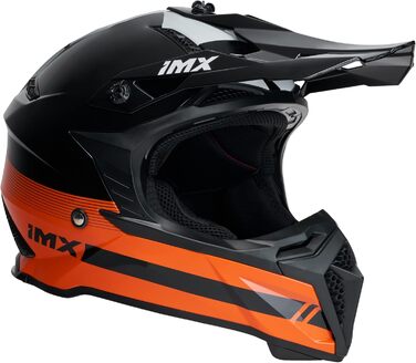 Мотошолом FMX-02 для бездоріжжя, XL, чорний/помаранчевий/білий, знімний підшоломник, екстрене зняття, регульований, знімна внутрішня підкладка