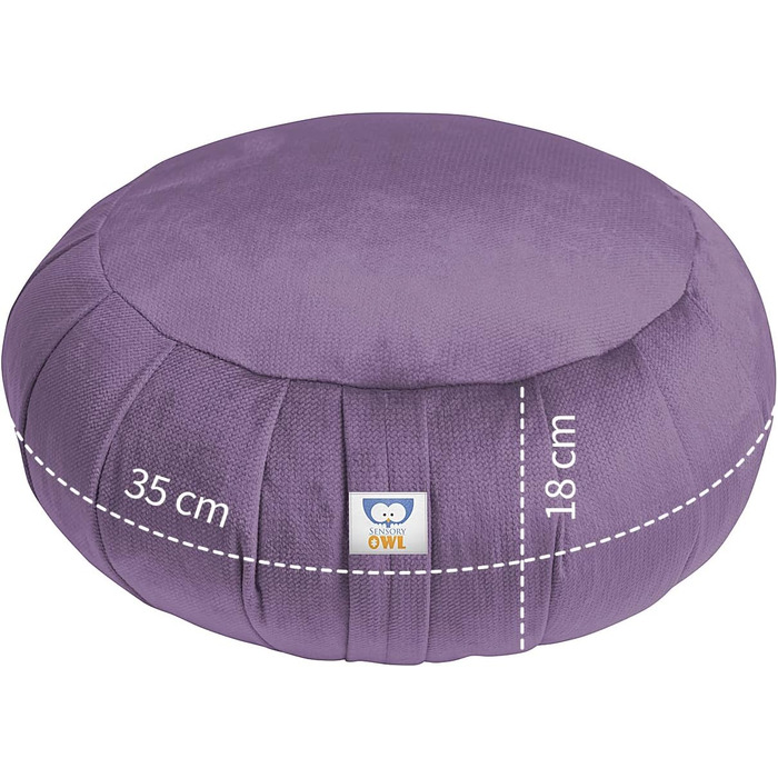 Сенсорна подушка для медитації сови Zafu Yoga Cushion оксамит 100 м'який оксамит гречана оболонка наповнювач кругла висота сидіння 18 см 35 лаванда лаванда