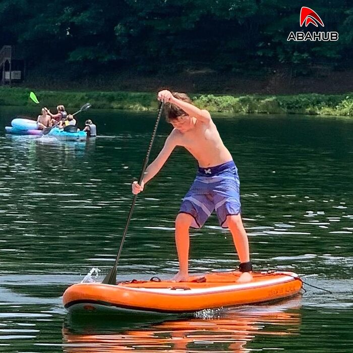 Дитяче SUP весло Abahub, алюмінієве, 140-178 см, регульоване, для сапборду, сіре/бірюзове, пластикова лопать