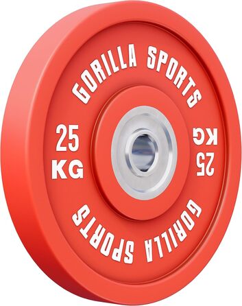 Пластини GORILLA SPORTS 5-25 кг, чавунні, прогумовані, олімпійські