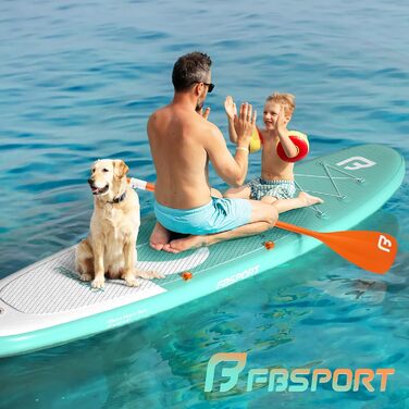 Надувна SUP-дошка FBSPORT для дорослих і підлітків, 15 см, з регульованим веслом, насосом, рюкзаком і плавником – для озер, річок і моря