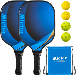 Набір MICTER Pickleball ракетка зі скловолокна, м'ячі, сумка (синій-2)