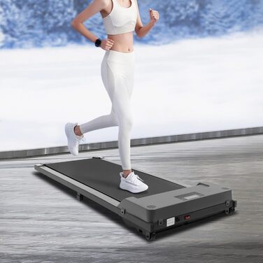 Бігова доріжка для дому складна Walking Pad 1-6 км/год до 100 кг з LED-дисплеєм, міні-доріжка для офісу (Сіра)