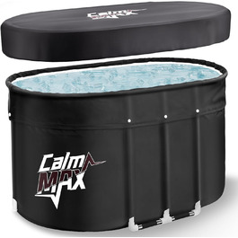 Овальна крижана ванна CalmMax (довжиною 105 см) XL з чохлом - складна ванна для дорослих, ізольована бочка для льоду для приміщень та вулиці, терапія холодом для спортсменів, крижана ванна/холодне занурення для дому чорна довжиною 105 см