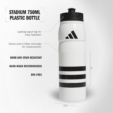 adidas спортивна пляшка 750 мл, пластикова, багаторазова, біло-чорна, універсальний розмір
