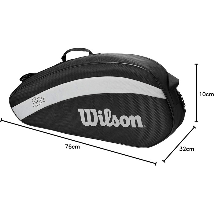 Тенісна сумка Wilson Roger Federer Team Wilson Racquet Bag Feded Team, до 3 ракеток, чорна/біла, WR8005801001