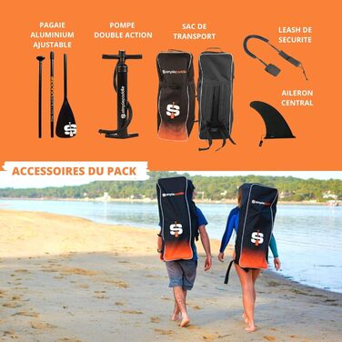 Надувна SUP-дошка SIMPLE PADDLE L 11' (335x81x15 см) комплект: весло, лиш, подвійна помпа, сумка