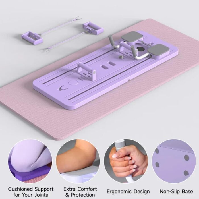 Складне універсальне обладнання для пілатесу для дорослих, чоловіків і жінок - ідеально підходить для домашніх тренувань, тренувань для зміцнення м'язів кора та гнучкості (фіолетовий)